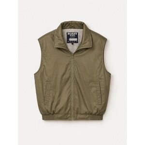 BOAST USA Vintage Insulated Vest Mens Large Olive Khaki Full Zip Pockets Taiwan